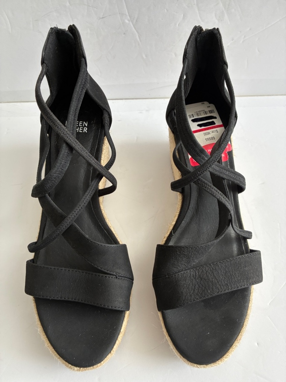 Eileen Fisher $195 Wanda Tumbled Nubuck Espadrille Suede Wedges Platform - Picture 7 of 10